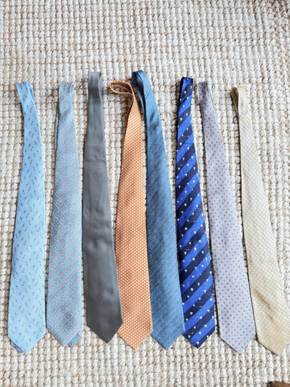 Bulgari Men's Necktie Set - Light Blue, Gray, Orange, Navy, Cream